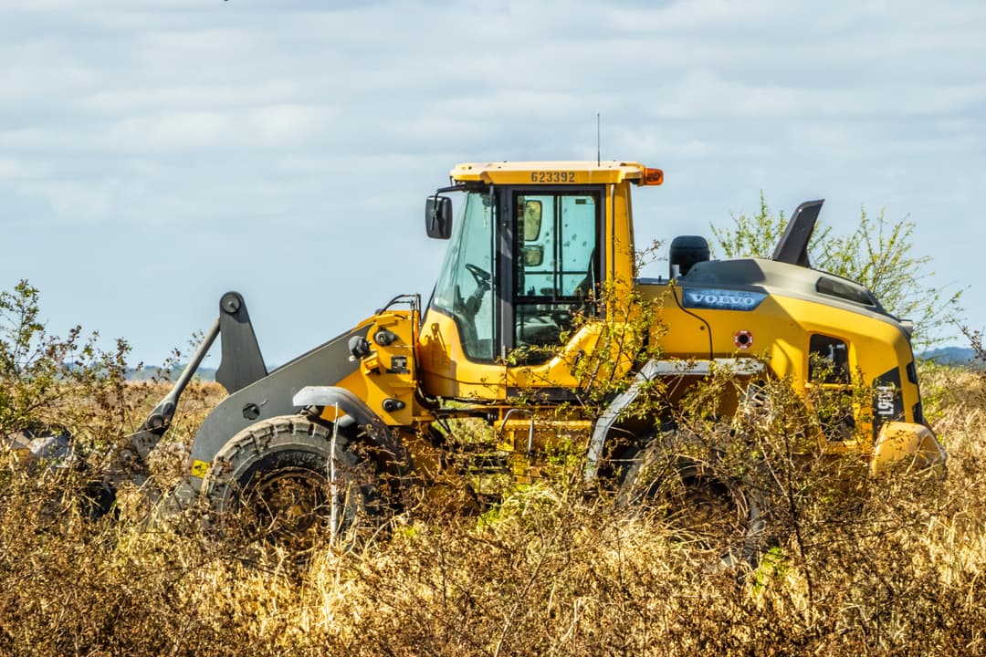 Bulldozer clearing out a field